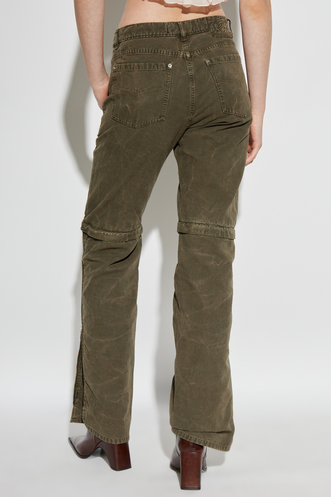 Green Trousers with sewn-in zippers in the legs Blumarine